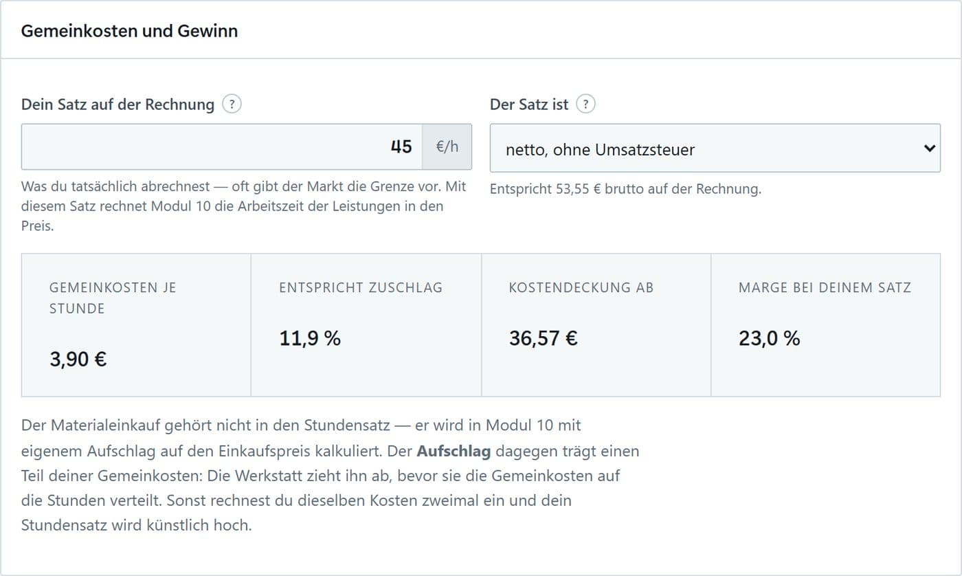 Ansicht aus der Finanzplan-Werkstatt für Virtuelle Assistenz und Onlinedienstleistung